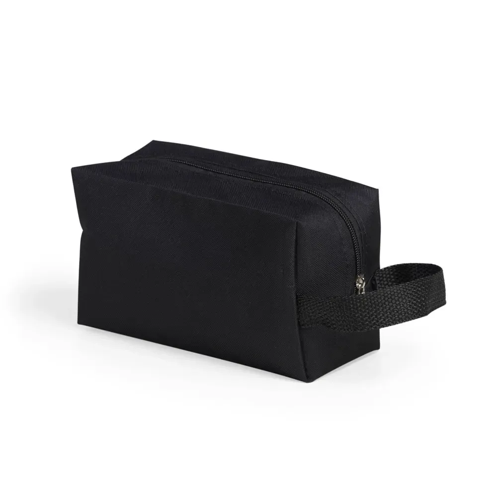 Nécessaire personalizada de nylon 600 multiuso com alça, cor preta