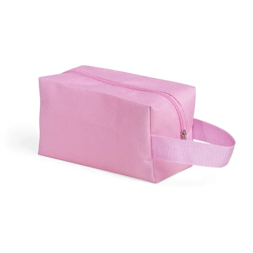 Nécessaire personalizada de nylon 600 multiuso com alça, cor rosa