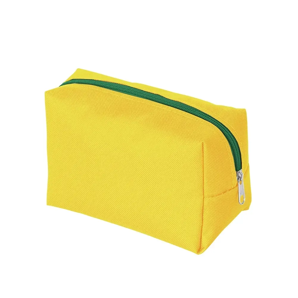 Nécessaire personalizada de nylon colorida, cor amarelo e verde