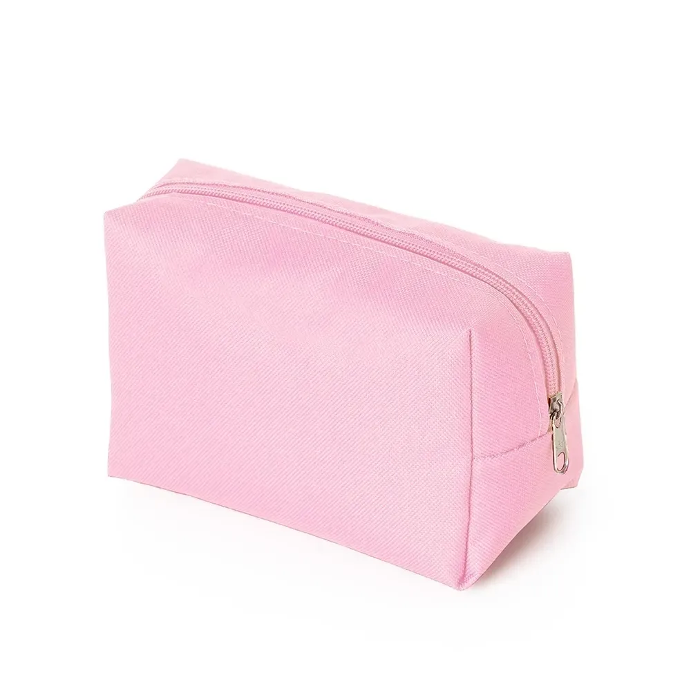 Nécessaire personalizada de nylon colorida, cor rosa claro