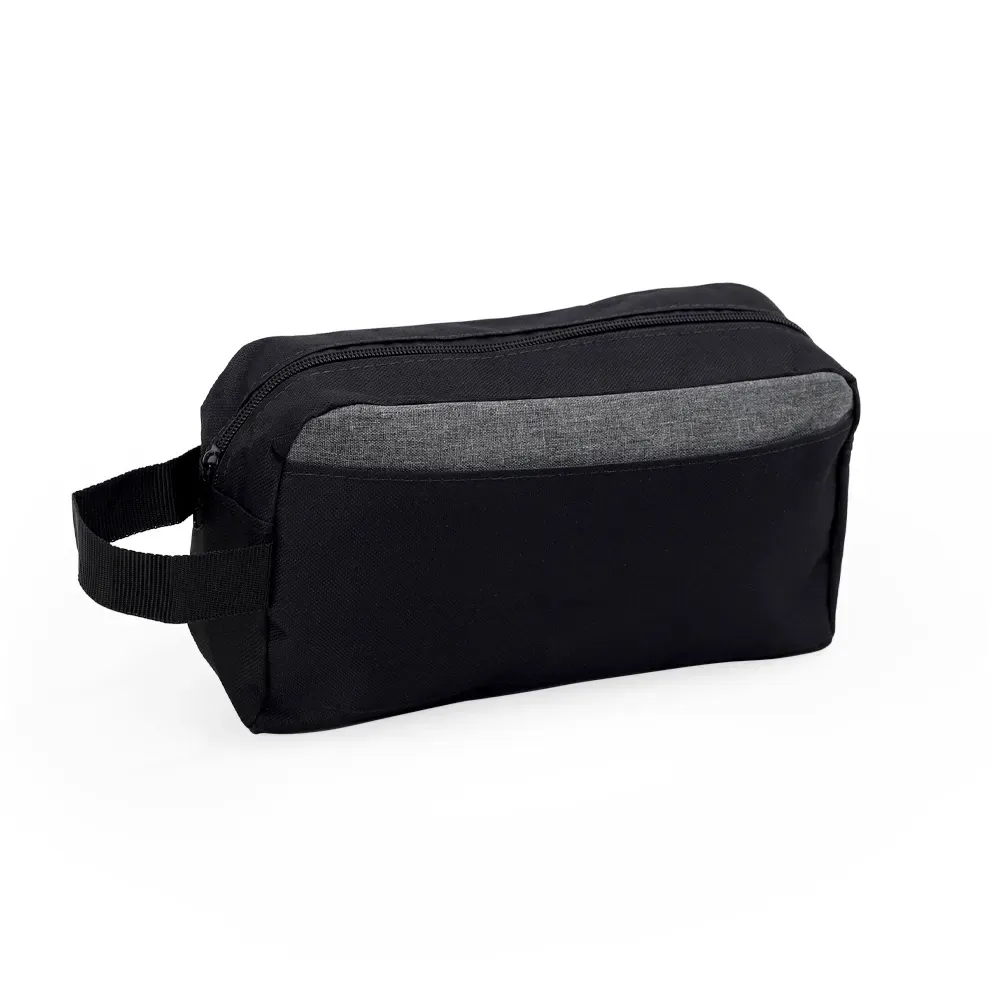 Nécessaire de Nylon com Compartimento Frontal Personalizada, cor preto