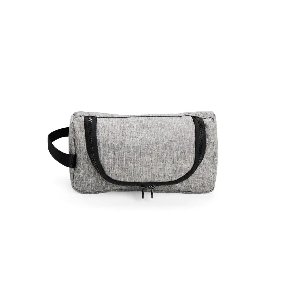 Nécessaire de Nylon com Divisória Interna Personalizada, cor cinza com preto