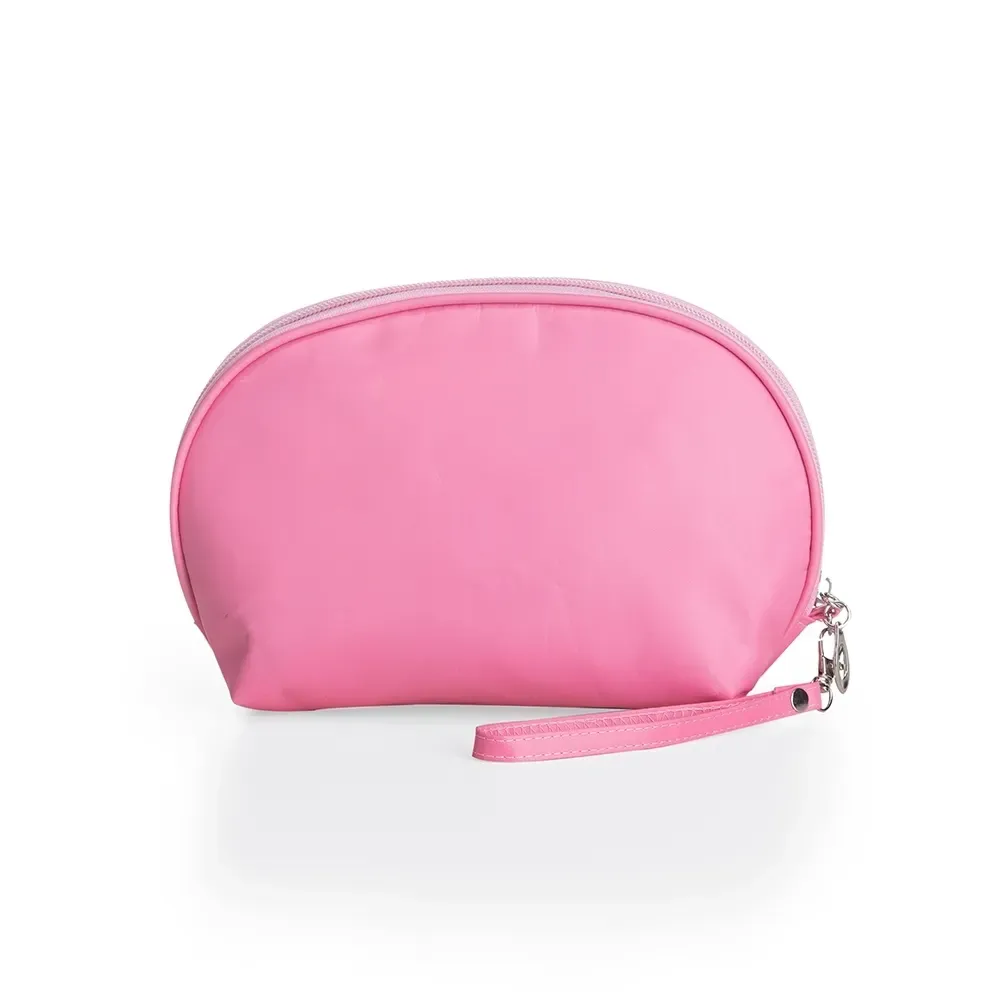 Necessaire personalizada de nylon impermeável, cor rosa