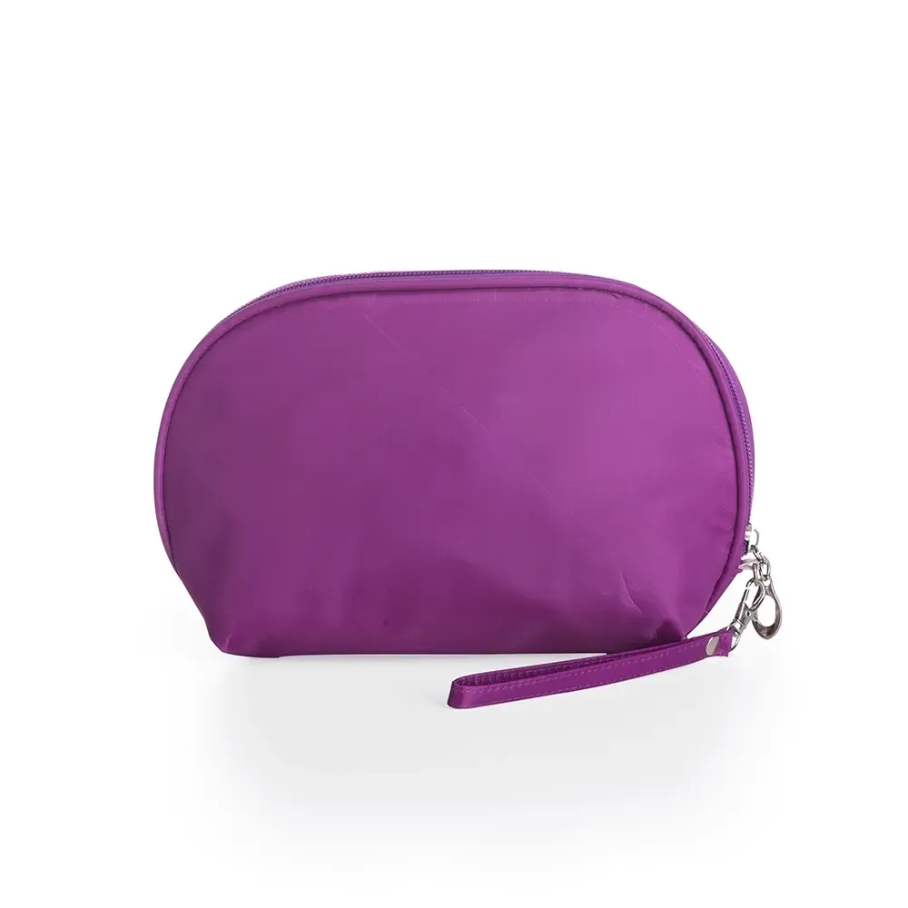 Necessaire personalizada de nylon impermeável, cor roxa