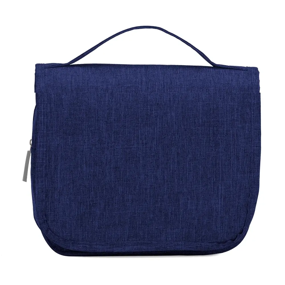 Nécessaire Organizadora de Nylon Oxford com 3 Compartimentos Personalizada, cor azul escuro