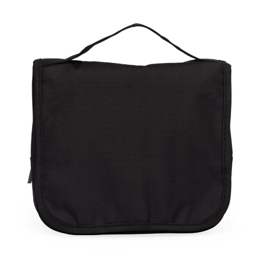 Nécessaire Organizadora de Nylon Oxford com 3 Compartimentos Personalizada, cor preto