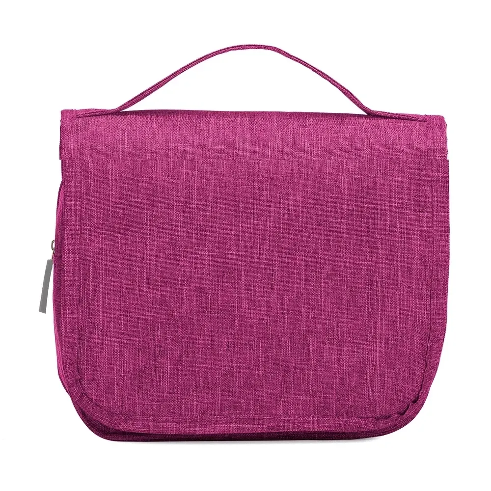 Nécessaire Organizadora de Nylon Oxford com 3 Compartimentos Personalizada, cor rosa