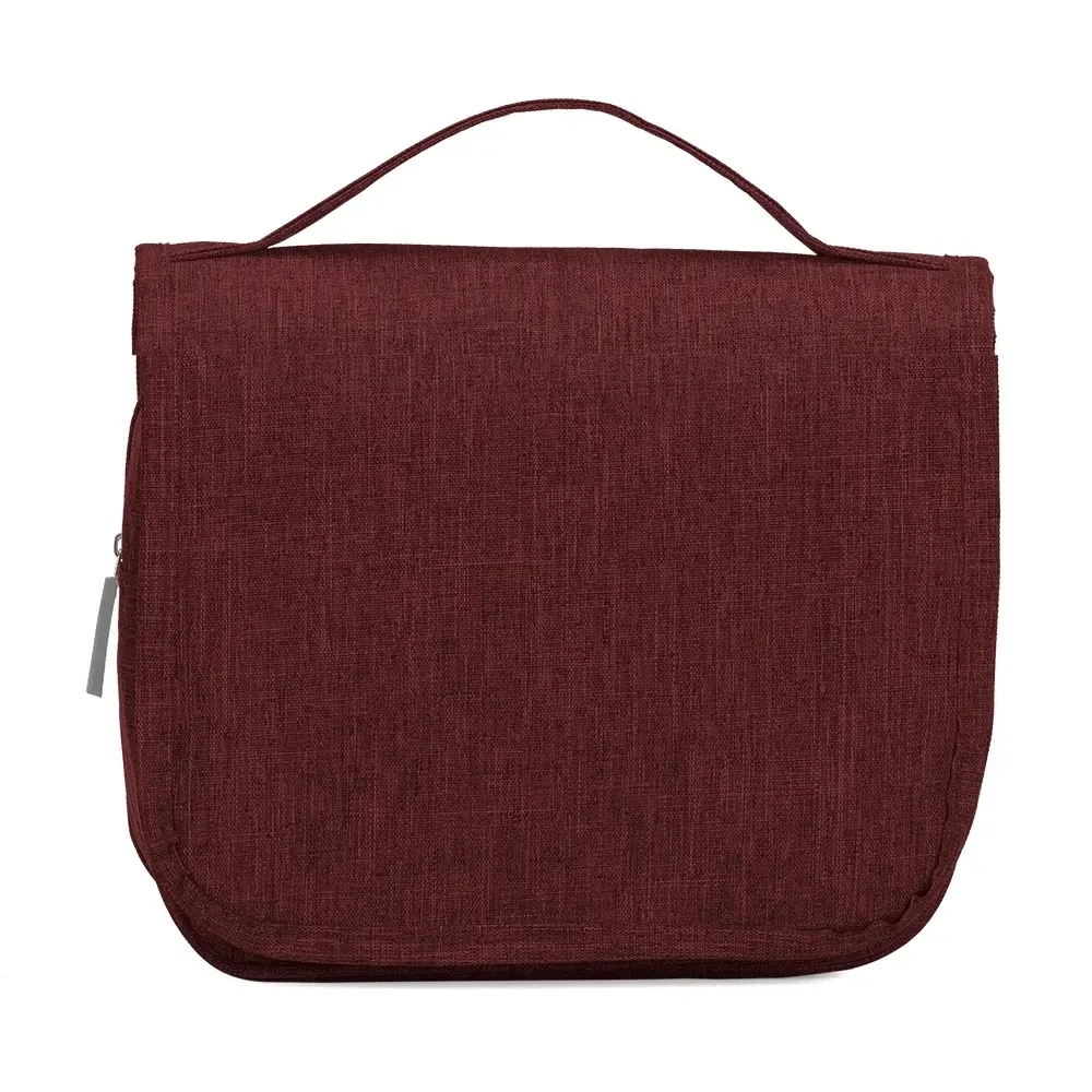 Nécessaire Organizadora de Nylon Oxford com 3 Compartimentos Personalizada, cor vermelho