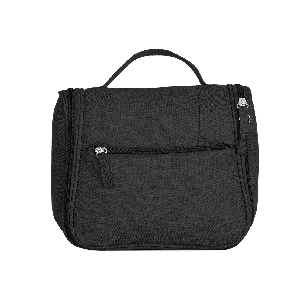 Nécessaire Organizadora de Nylon Oxford com Bolso Frontal e Divisórias Personalizada, cor preto