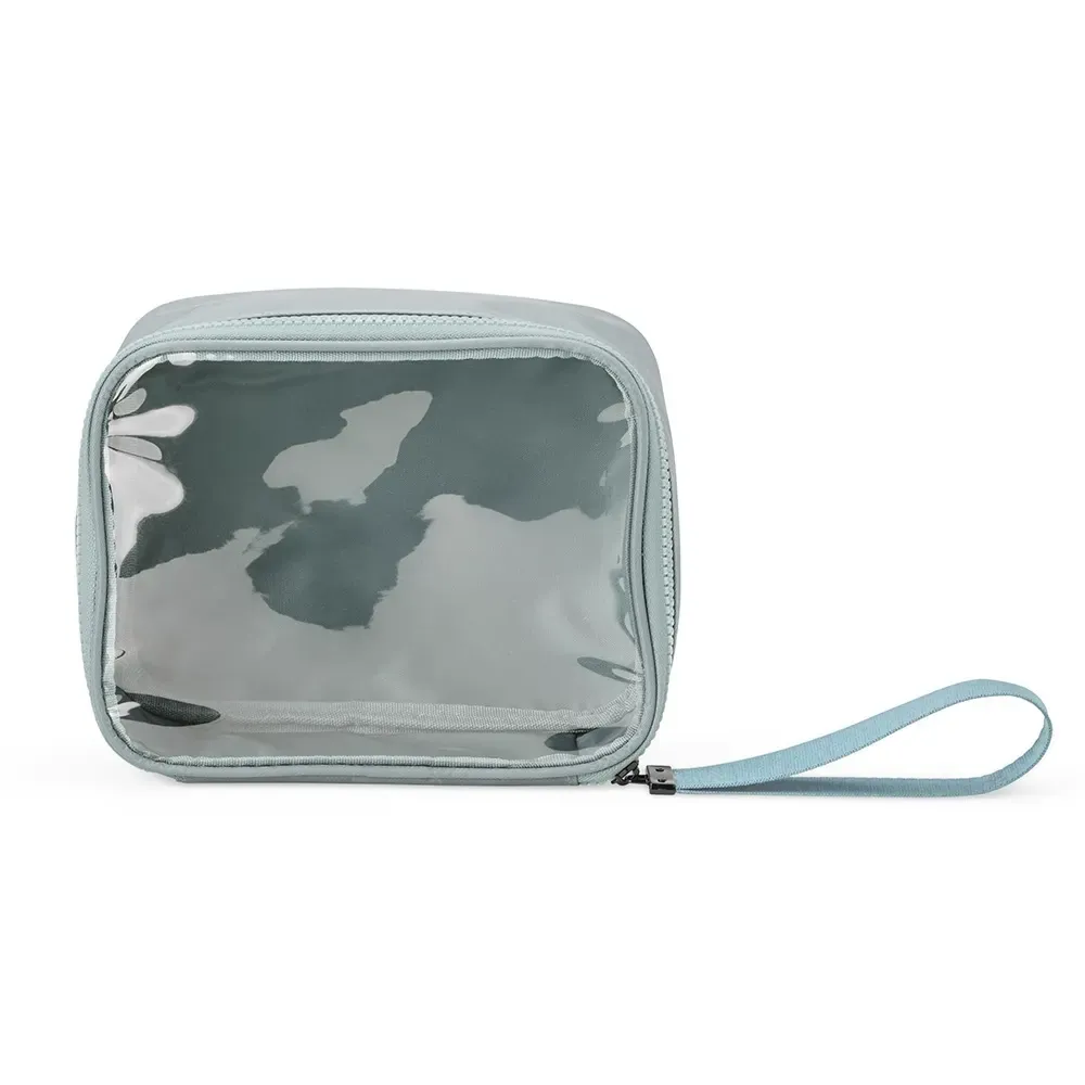 Necessaire personalizada de nylon com viseira transparente, cor azul