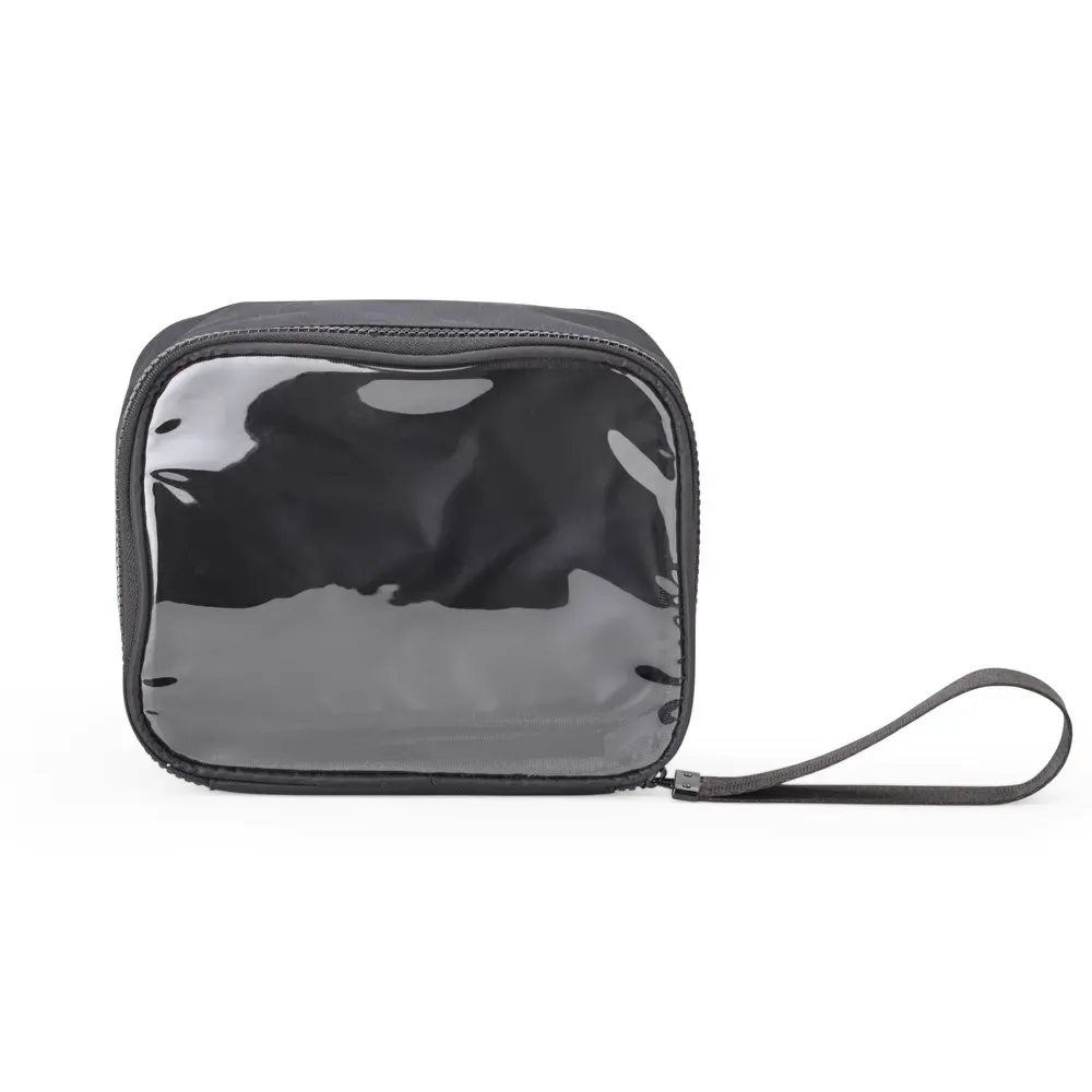Necessaire personalizada de nylon com viseira transparente, cor preta