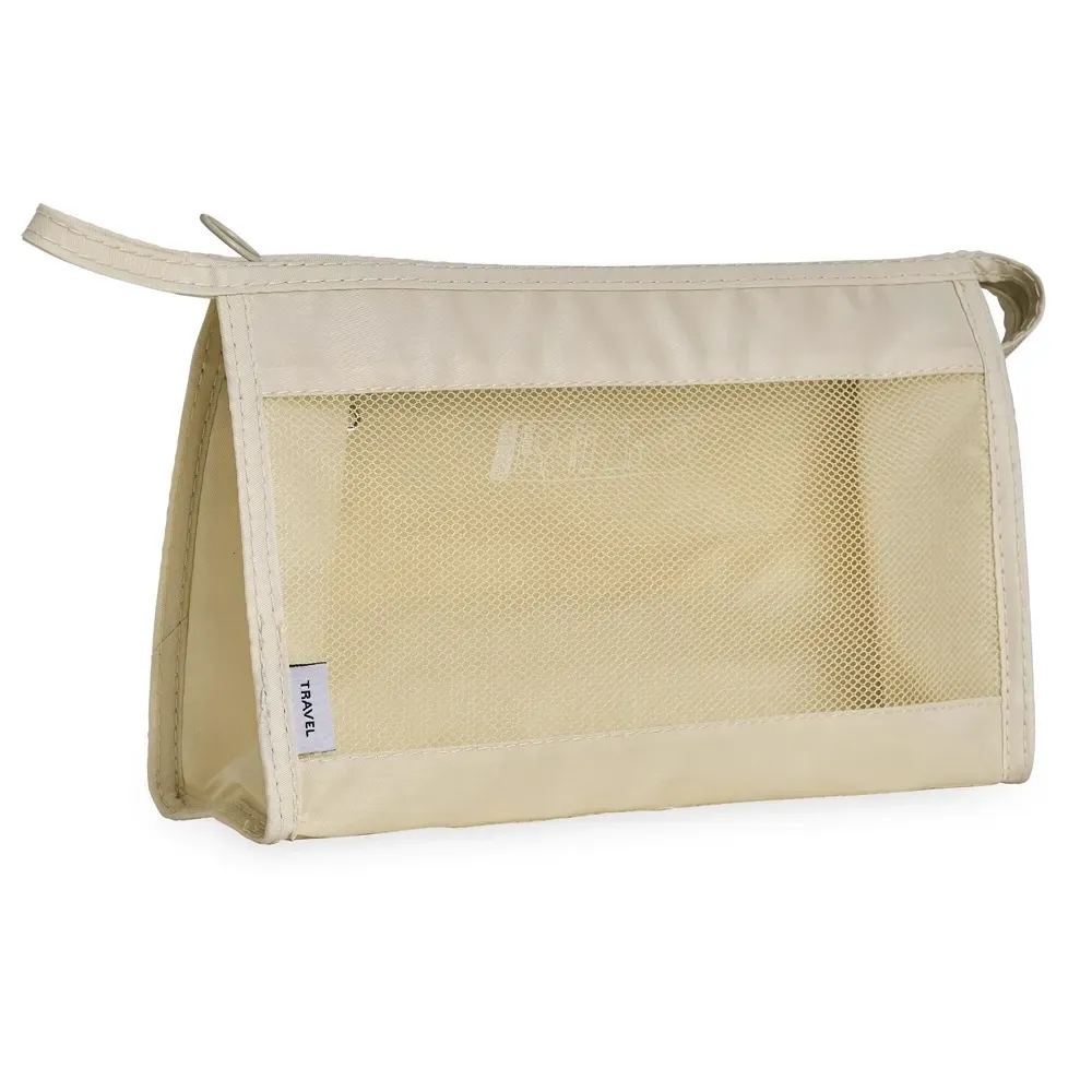 Necessaire personalizada organizadora de poliéster, cor bege