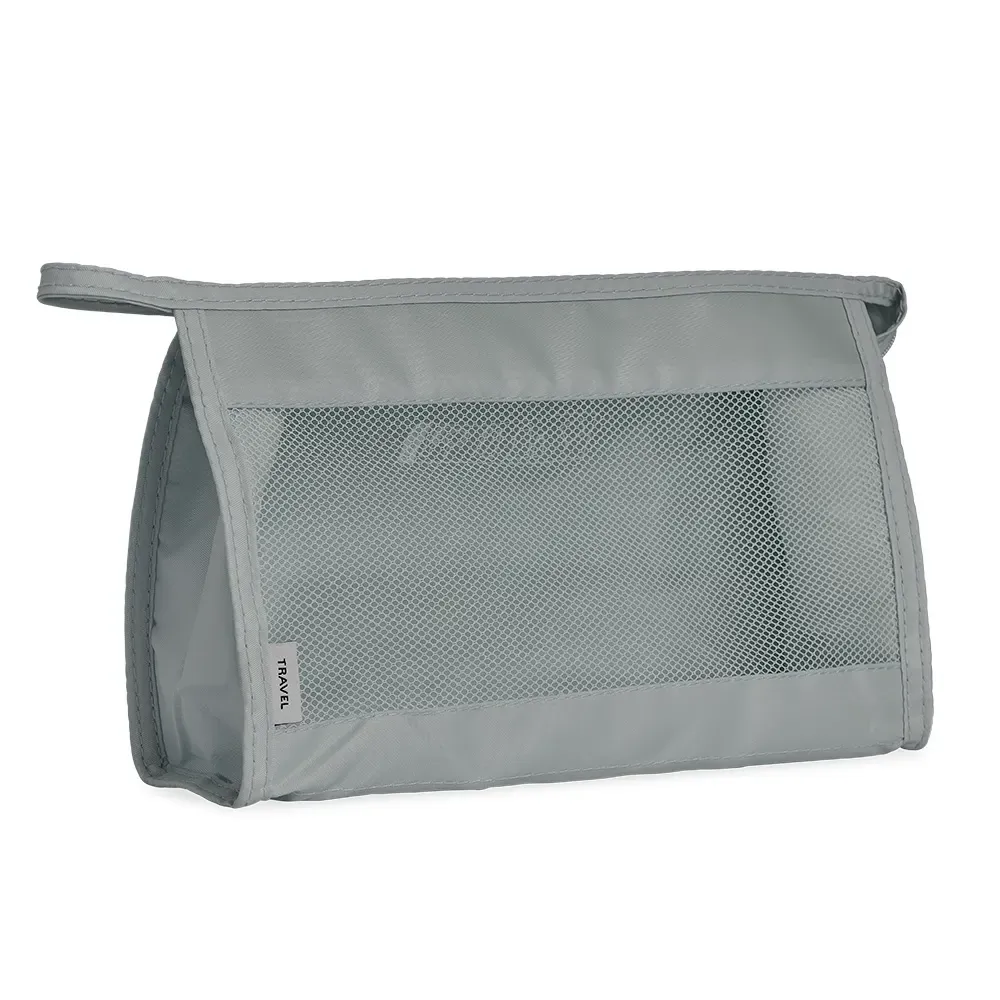 Necessaire personalizada organizadora de poliéster, cor cinza