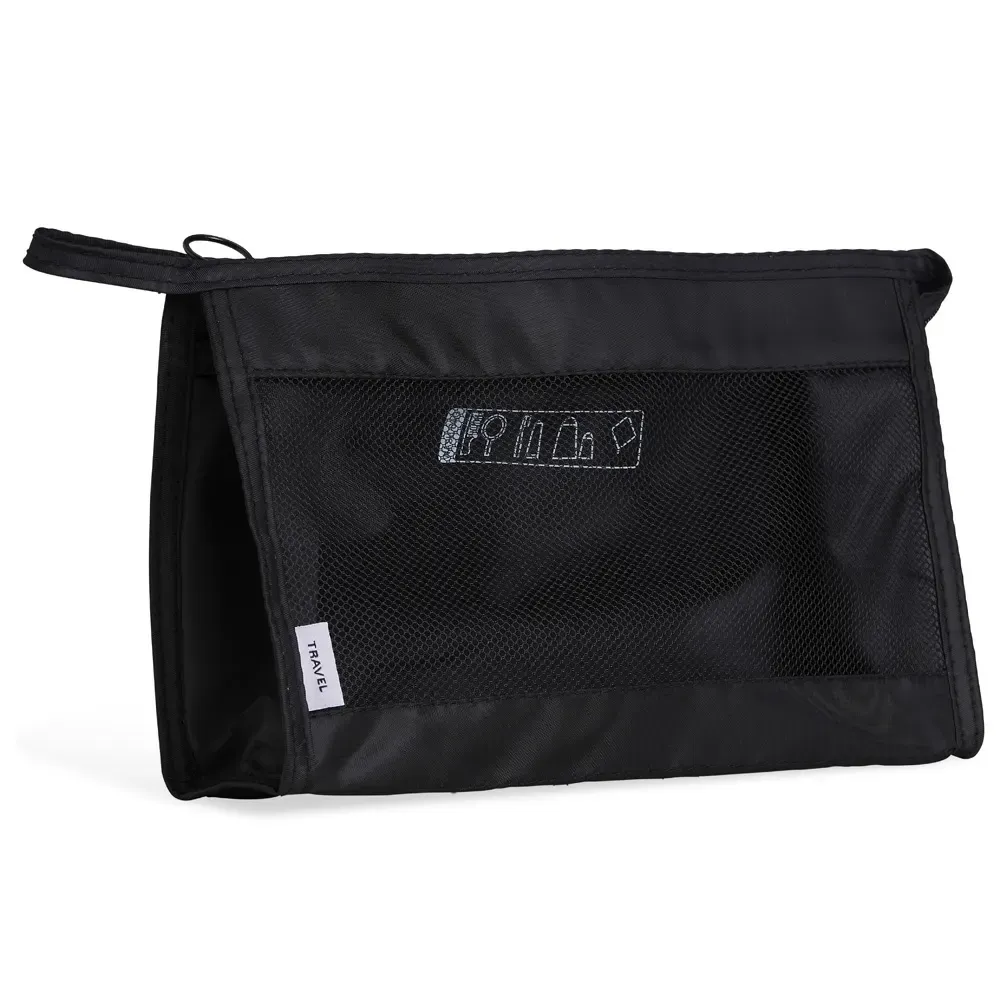 Necessaire personalizada organizadora de poliéster, cor preta