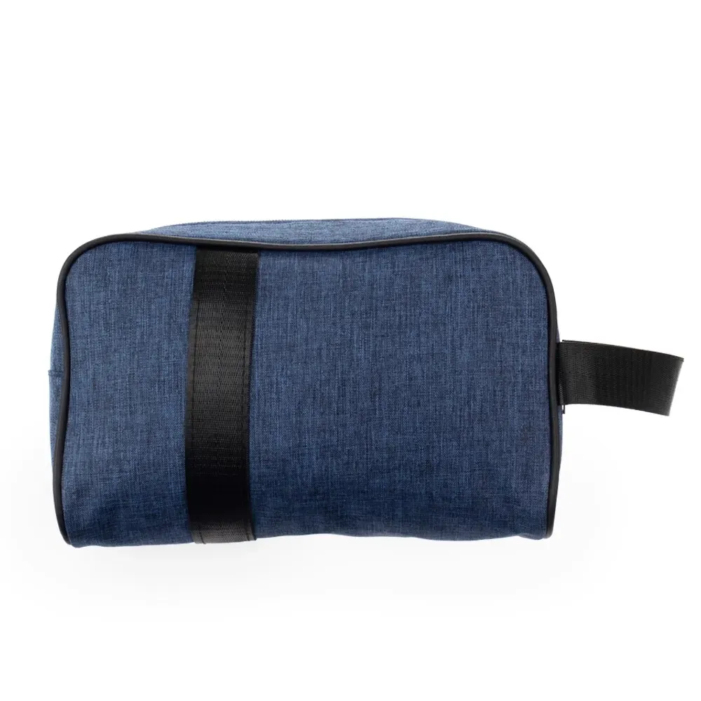 Nécessaire em Oxford com Faixa em Nylon Personalizada, cor azul escuro