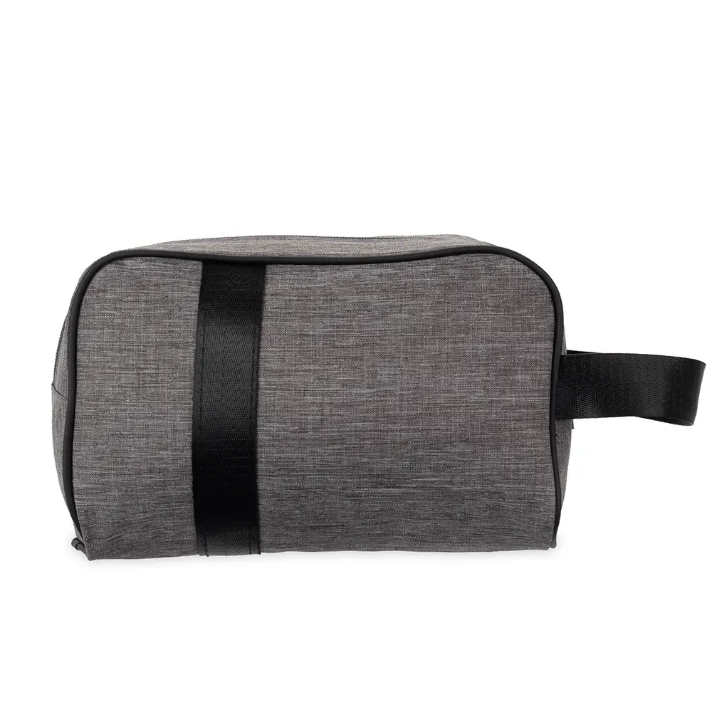 Nécessaire em Oxford com Faixa em Nylon Personalizada, cor cinza