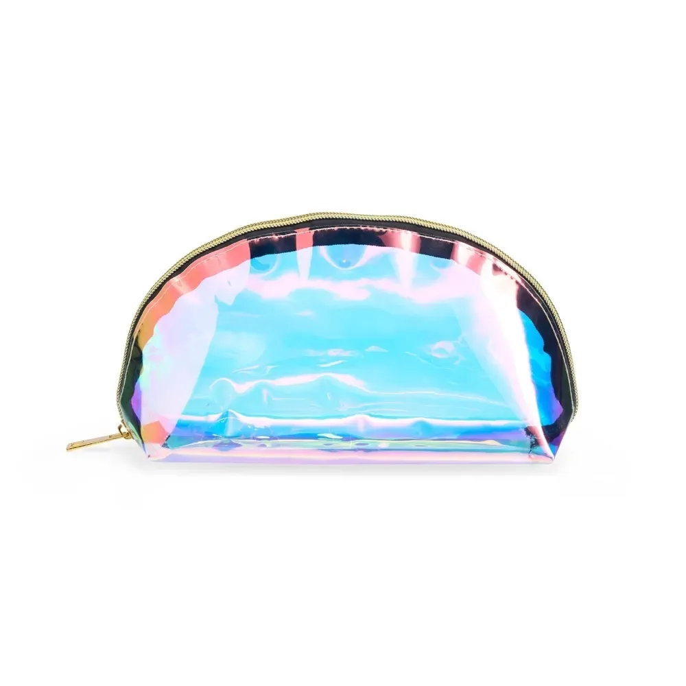 Nécessaire personalizada plástica holográfica, acabamento transparente