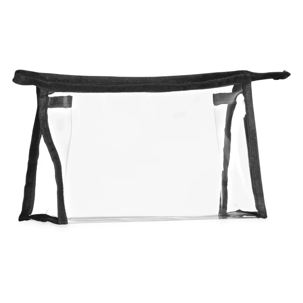 Nécessaire personalizada plástica transparente, cor preta