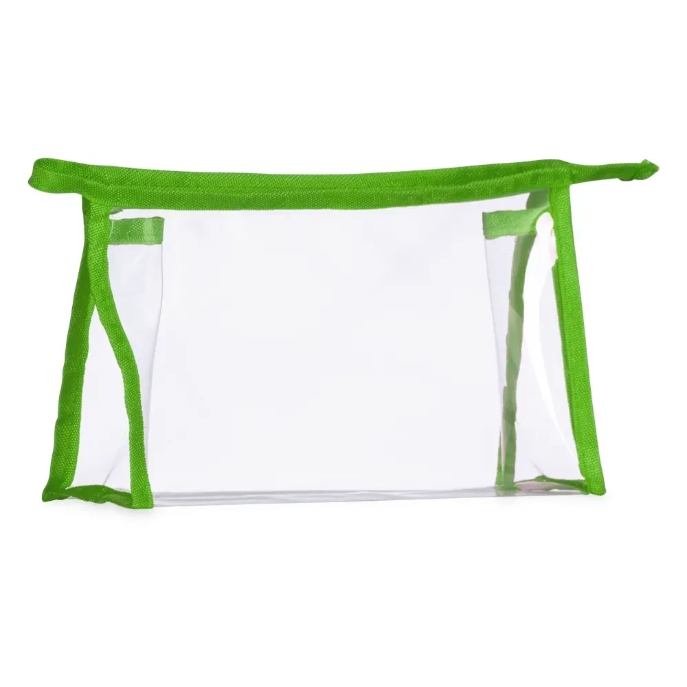 Nécessaire personalizada plástica transparente, cor verde