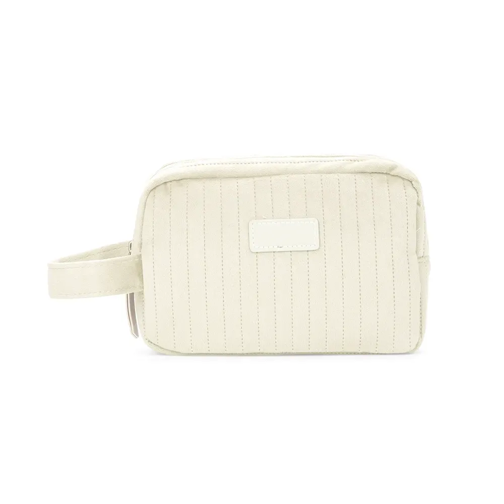 Nécessaire de Poliéster Aveludada Compacta Personalizada, cor creme