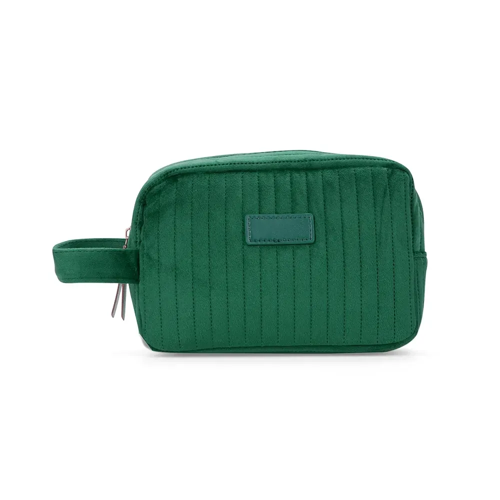Nécessaire de Poliéster Aveludada Compacta Personalizada, cor verde