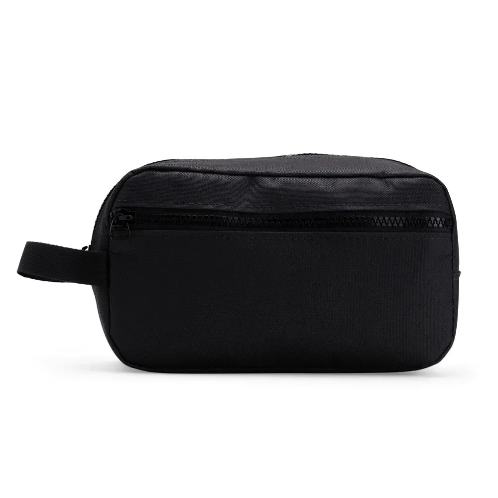 Nécessaire de Poliéster com Bolso Frontal Personalizada, cor preto