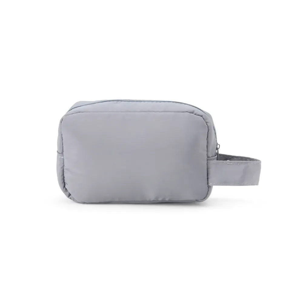 Necessaire personalizada de poliéster compacta, cor cinza