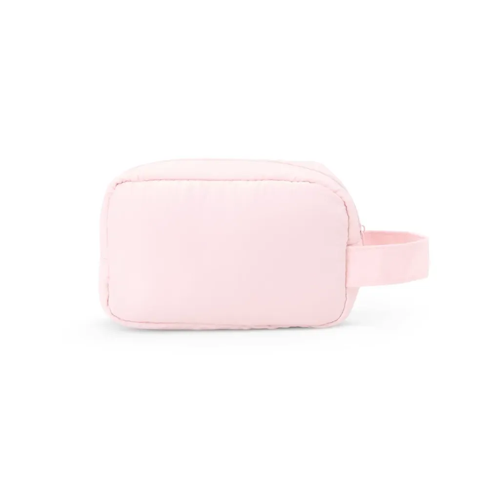 Necessaire personalizada de poliéster compacta, cor rosa