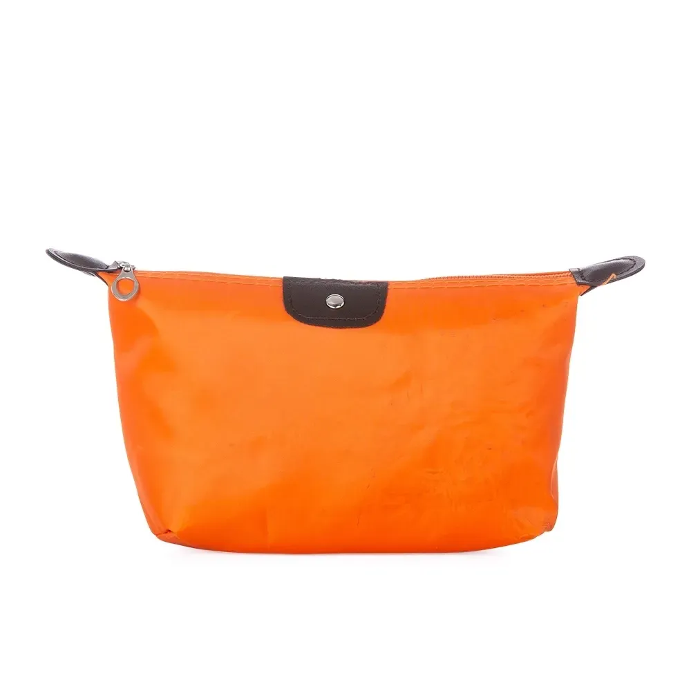 Nécessaire de Poliéster Impermeável com Detalhe em Couro Sintético Personalizada, cor laranja