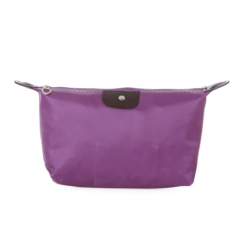 Nécessaire de Poliéster Impermeável com Detalhe em Couro Sintético Personalizada, cor roxo