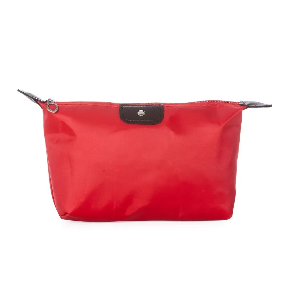 Nécessaire de Poliéster Impermeável com Detalhe em Couro Sintético Personalizada, cor vermelho