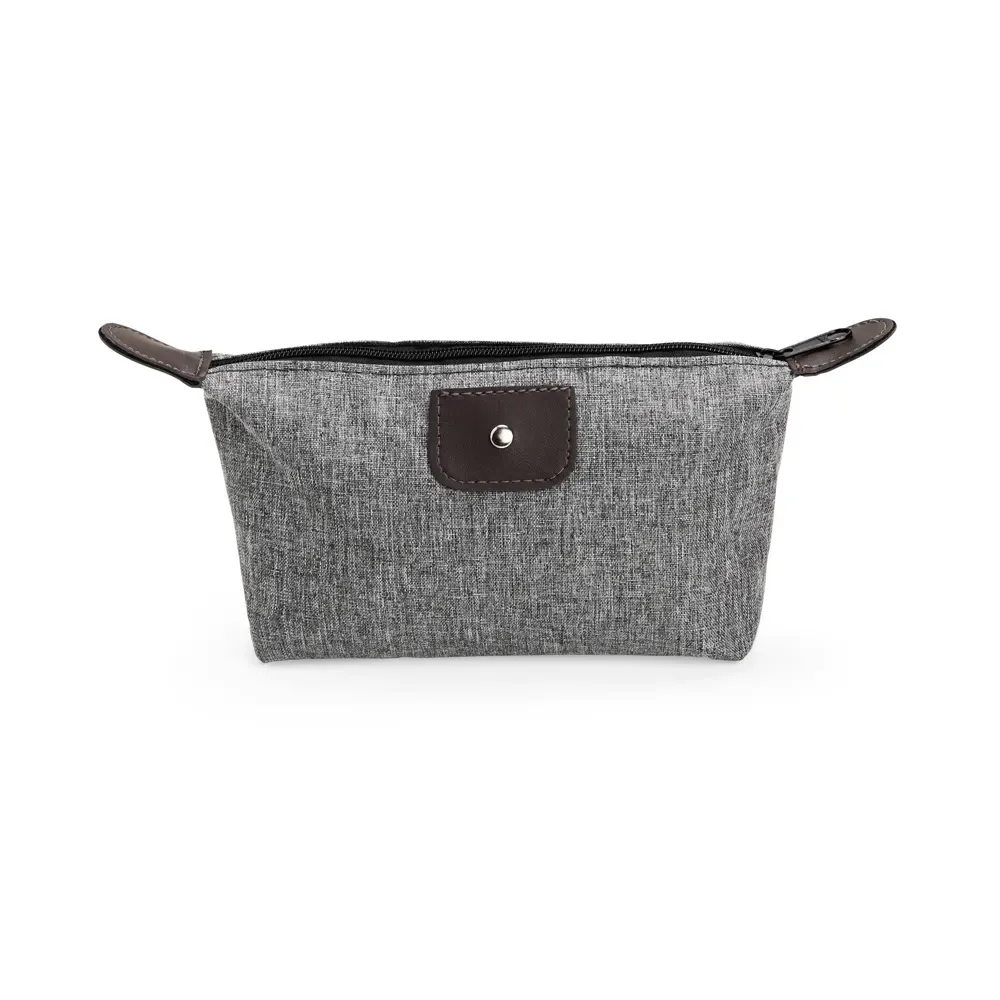Nécessaire de Poliéster PVC Mescla 11,5x22cm Personalizada, cor cinza