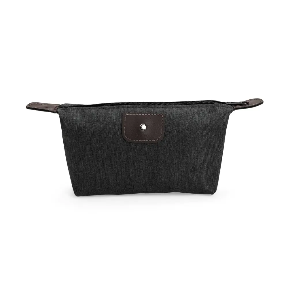 Nécessaire de Poliéster PVC Mescla 11,5x22cm Personalizada, cor preto