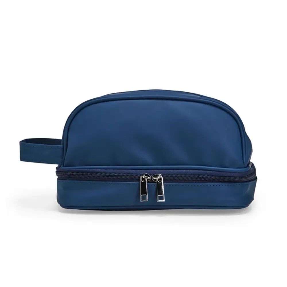 Nécessaire personalizada de PU com 2 compartimentos, cor azul