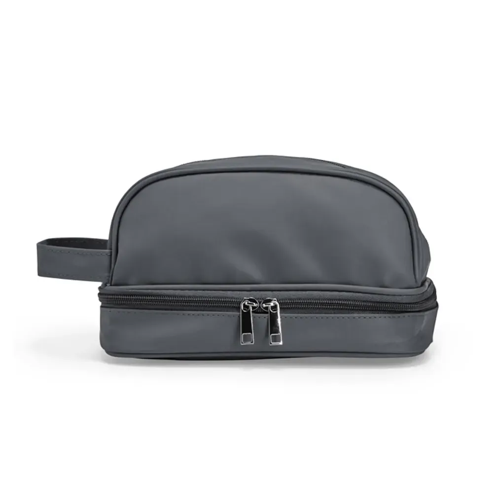 Nécessaire personalizada de PU com 2 compartimentos, cor cinza