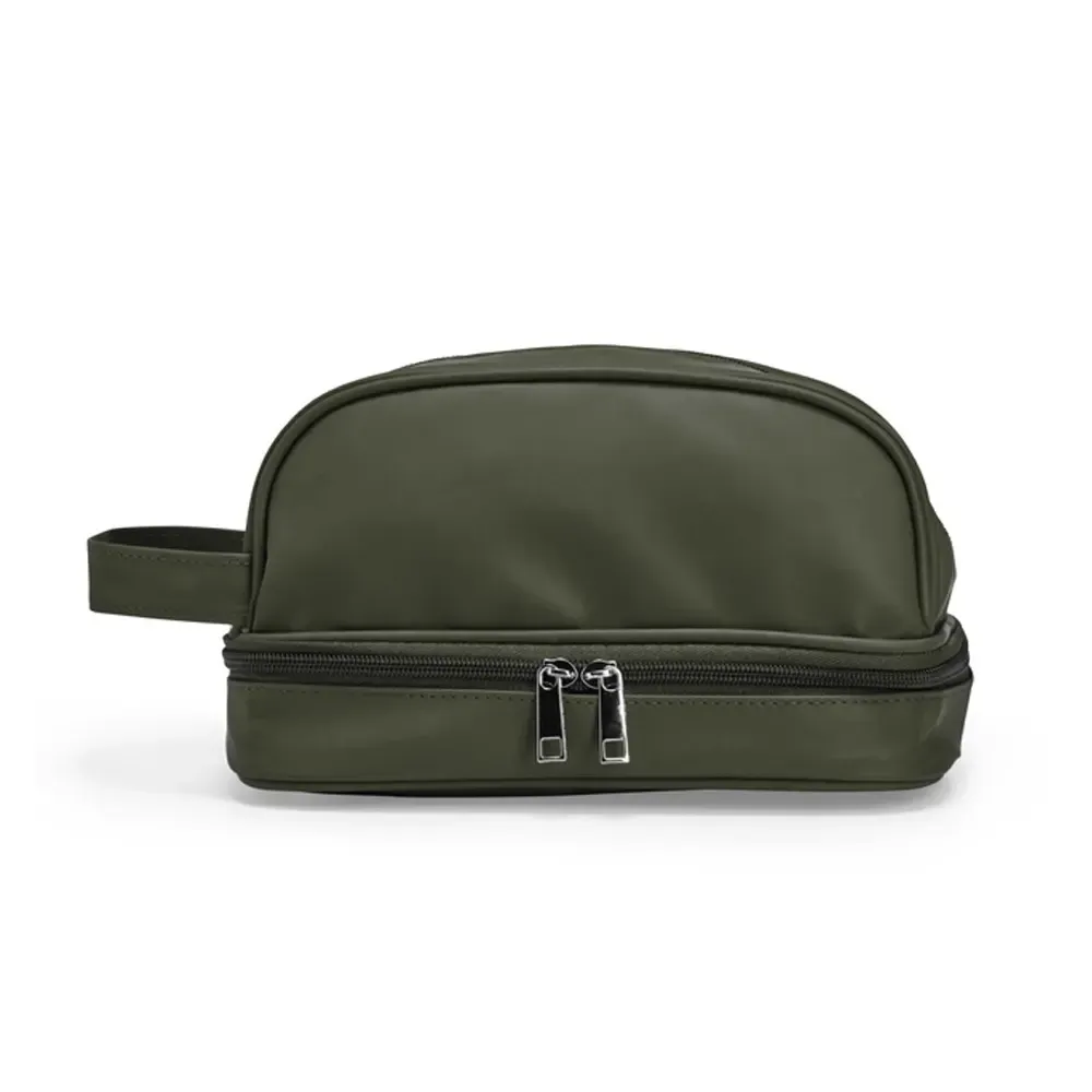 Nécessaire personalizada de PU com 2 compartimentos, cor verde