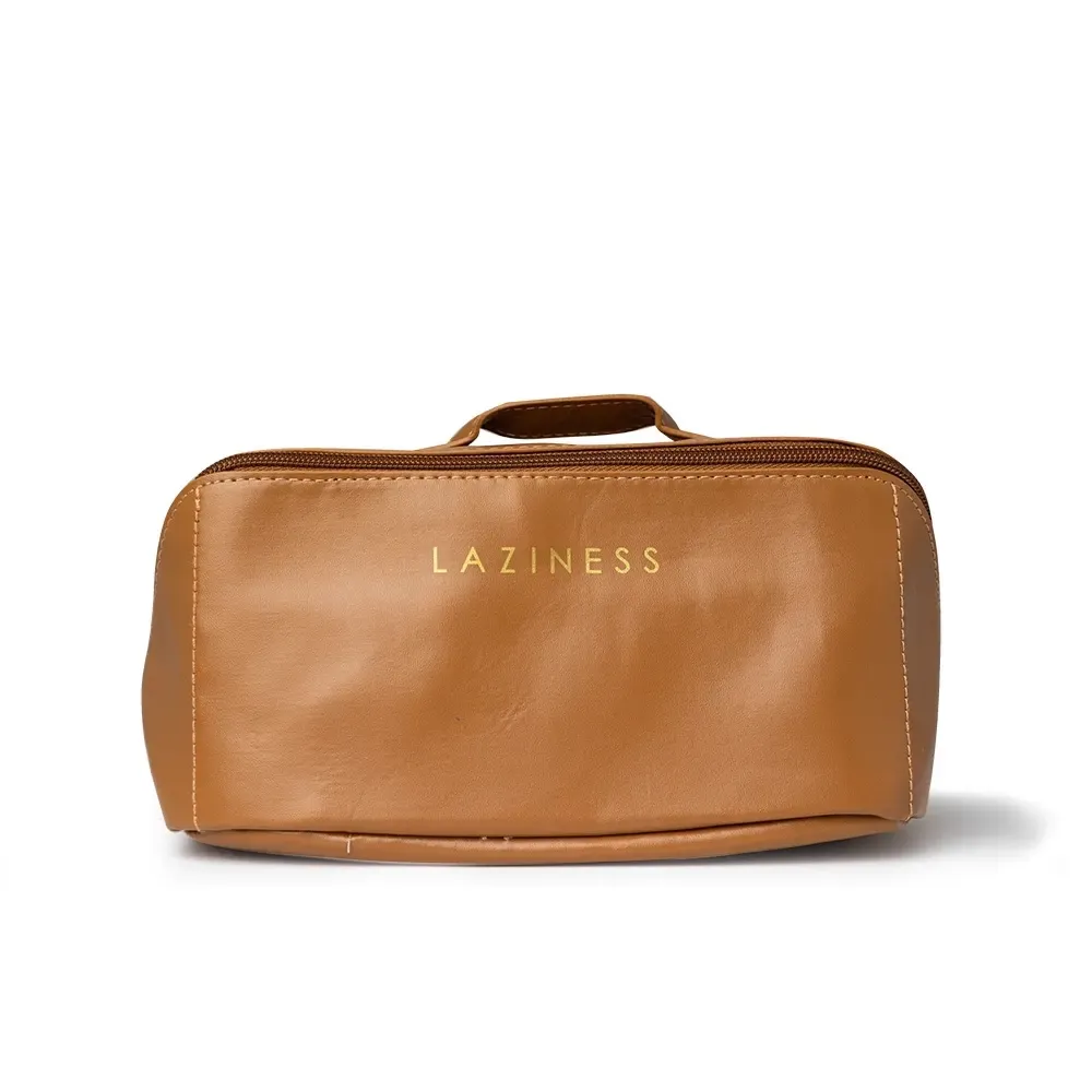 Nécessaire de PU com Bolso Central Personalizada, cor marrom