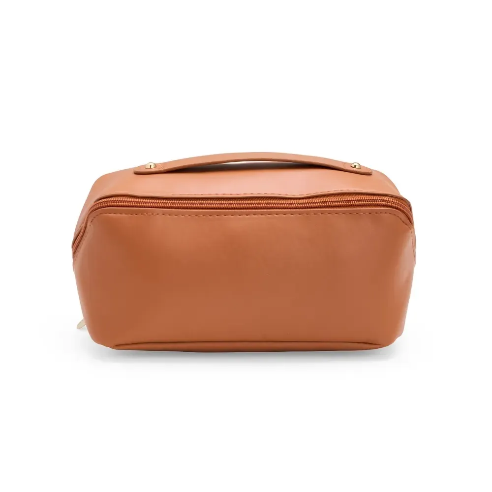 Nécessaire personalizada de PU, formato concha pequena, cor marrom