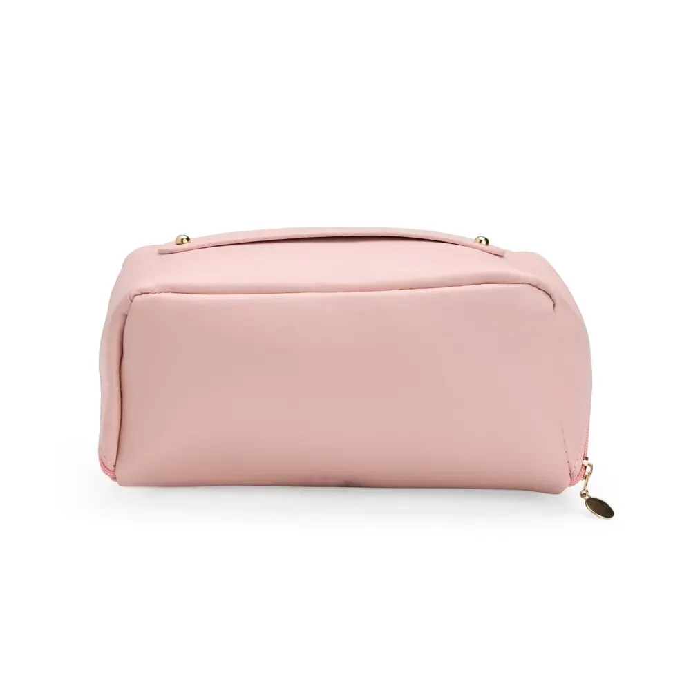Nécessaire personalizada de PU, formato concha pequena, cor rosa