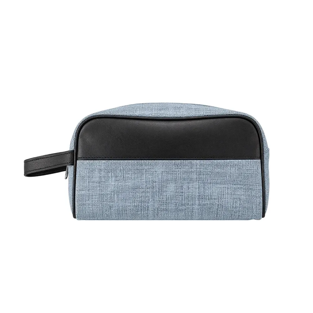 Nécessaire de PU com Forro em Poliéster Personalizada, cor azul claro