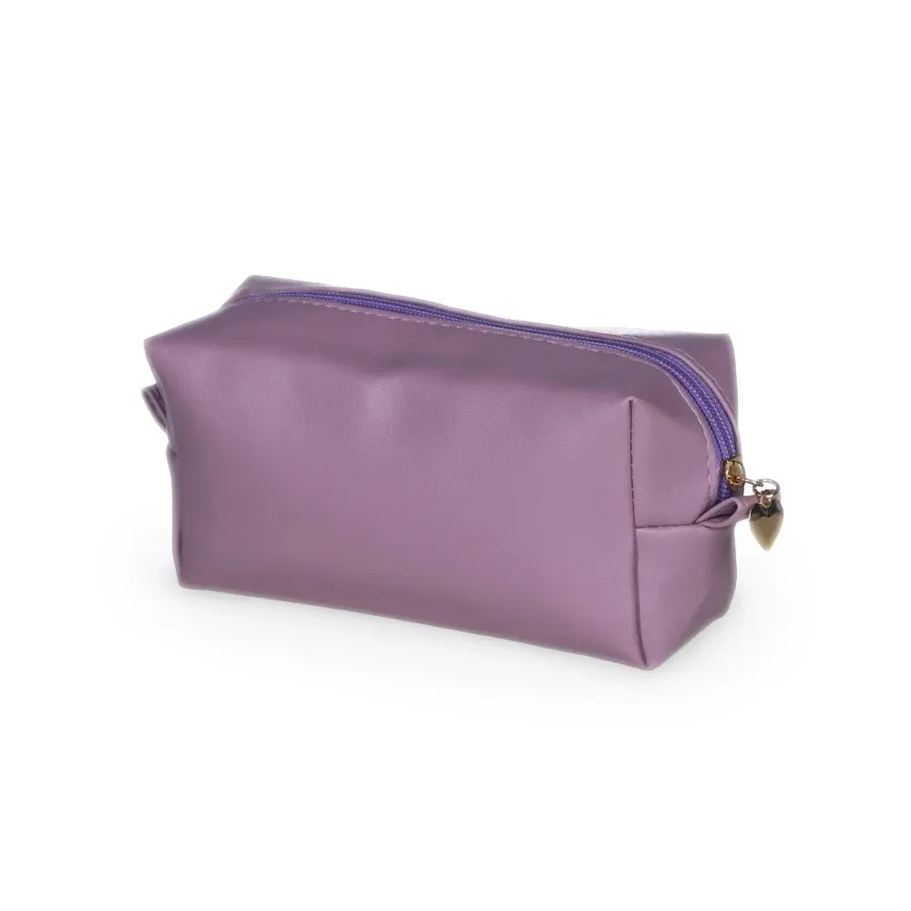 Necessaire personalizada de PU impermeável, cor lilás