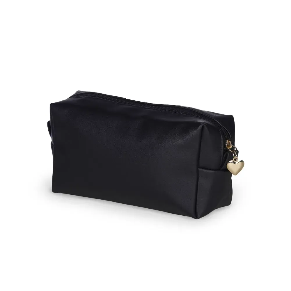 Necessaire personalizada de PU impermeável, cor preta
