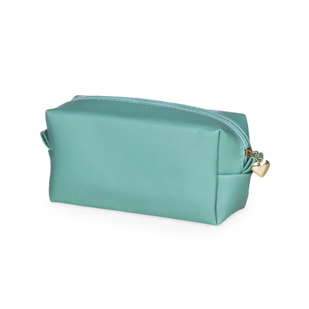 Necessaire personalizada de PU impermeável, cor verde