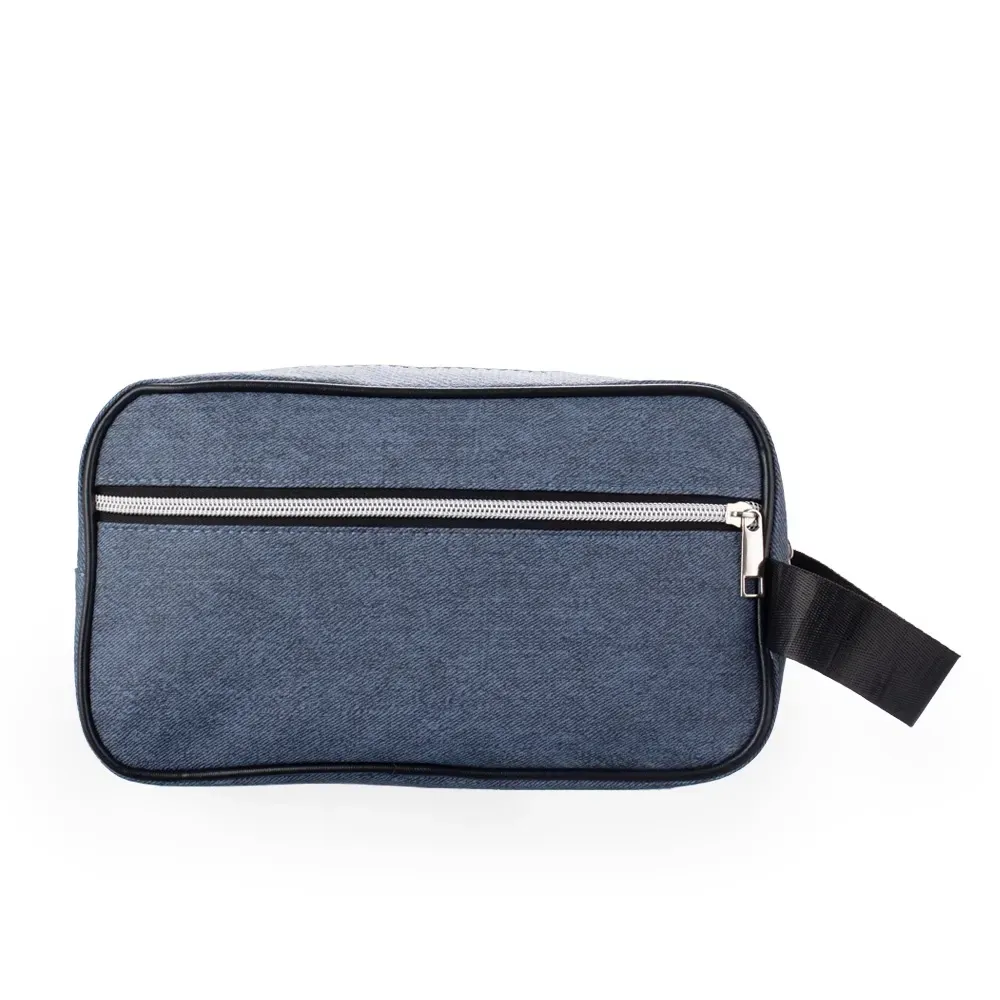 Nécessaire de PU Texturizado Personalizada, cor azul escuro