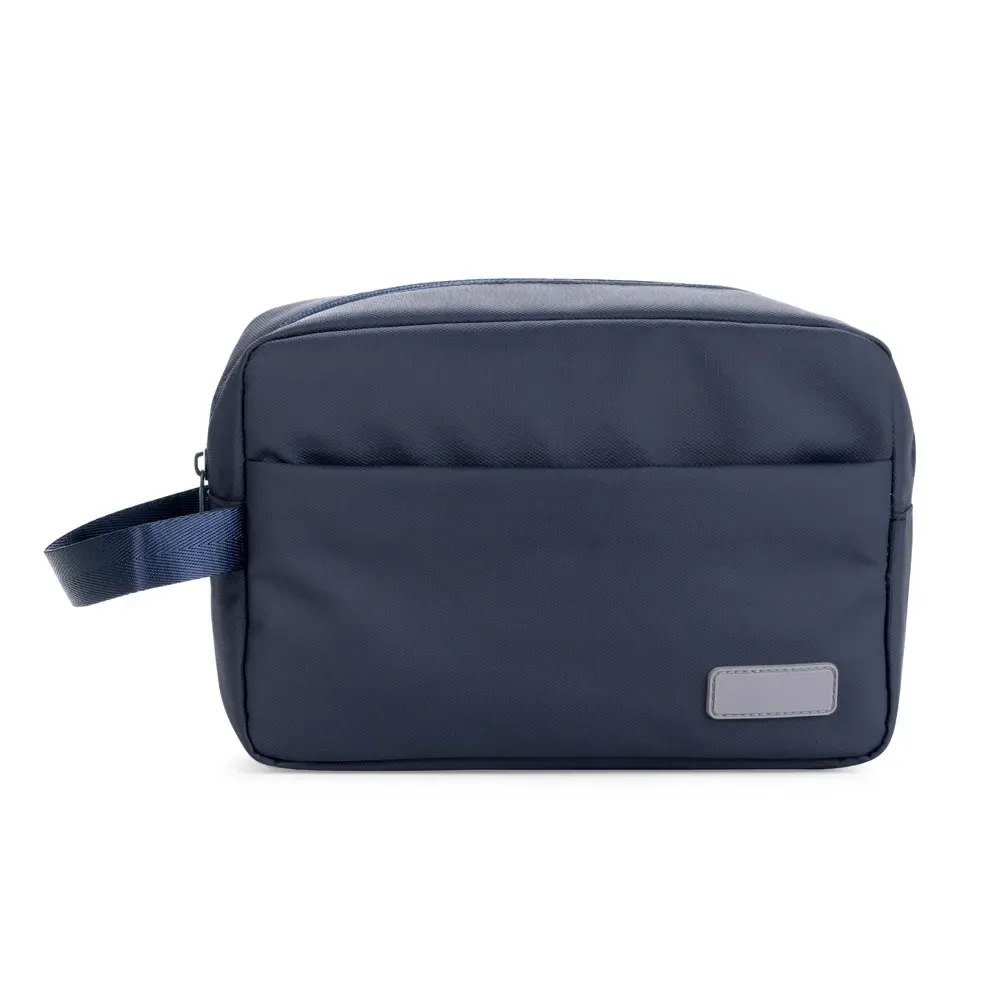 Nécessaire de PU com Visor em PVC Personalizada, cor azul escuro