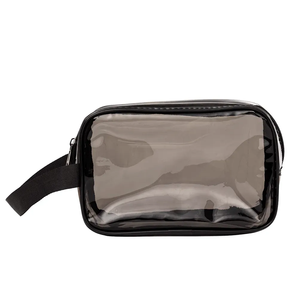 Nécessaire de PVC com Alça Lateral Personalizada, cor preto