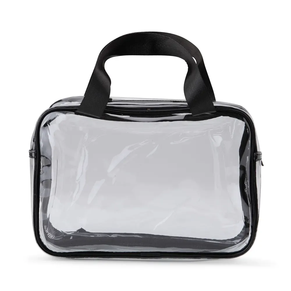 Necessaire personalizada de PVC transparente com 2 compartimentos