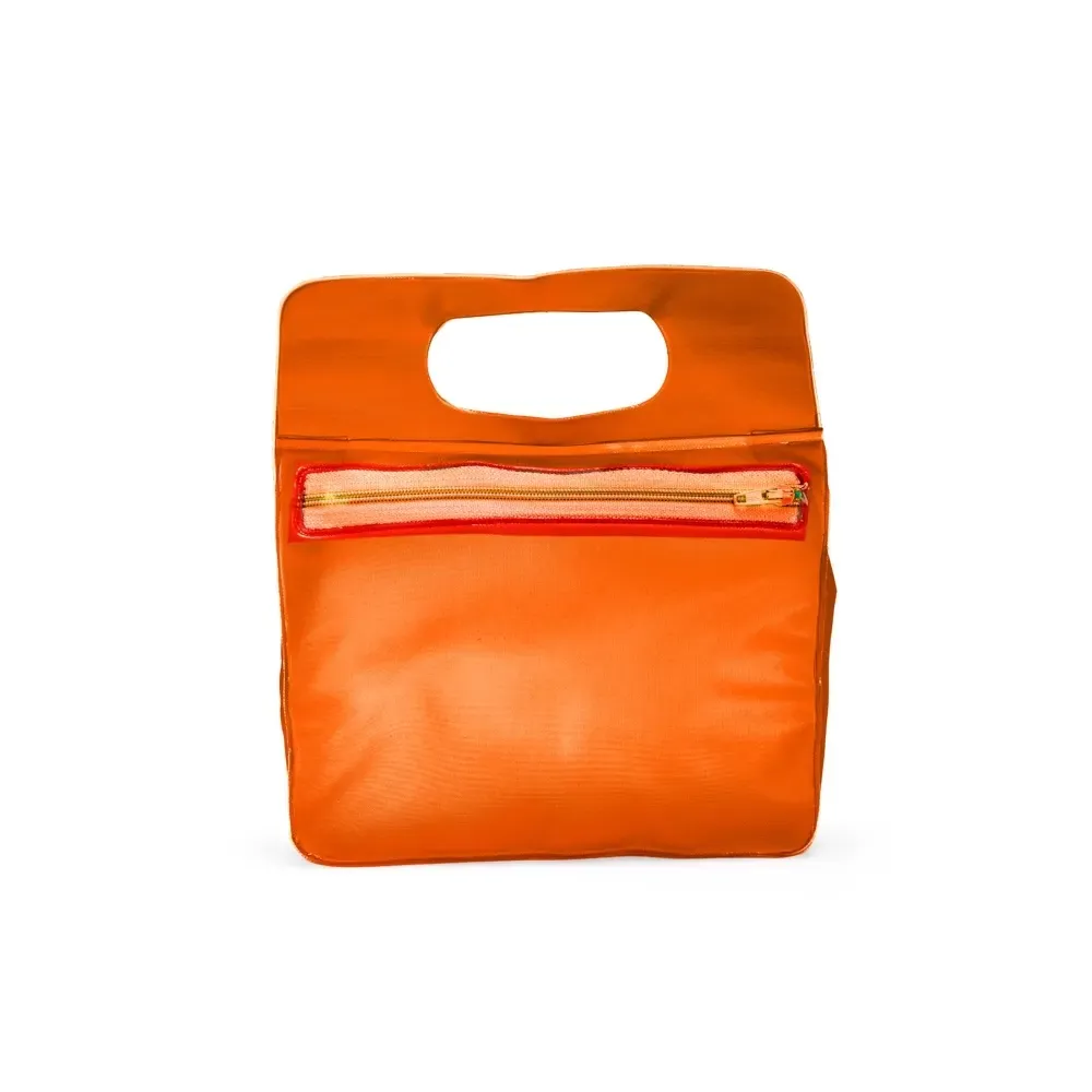 Nécessaire de PVC com Alça Superior Personalizada, cor laranja
