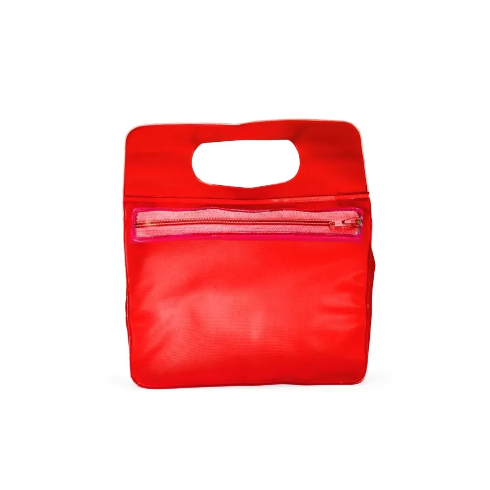 Nécessaire de PVC com Alça Superior Personalizada, cor vermelho