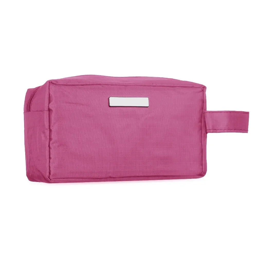 Nécessaire personalizada de PVC impermeável com plaquinha, cor rosa (variação 2)